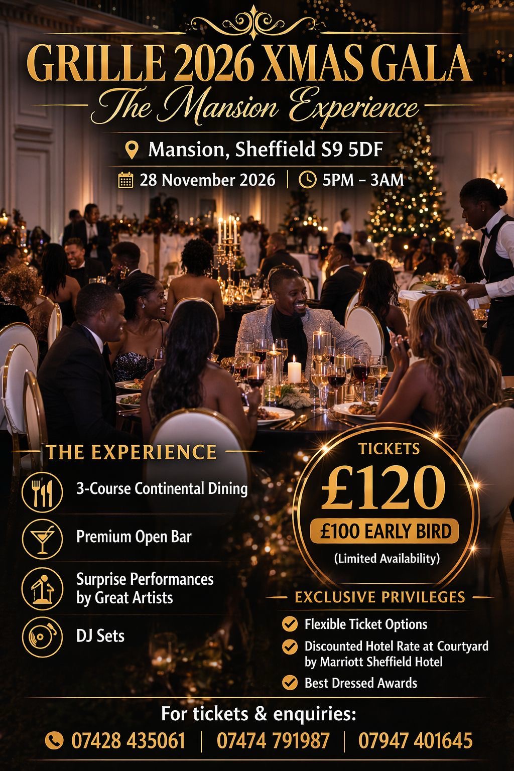 GRILLE 2026 Xmas Gala flyer with event, ticket and contact details