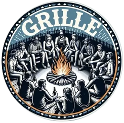 GRILLE Community logo showing community members gathered around a fire